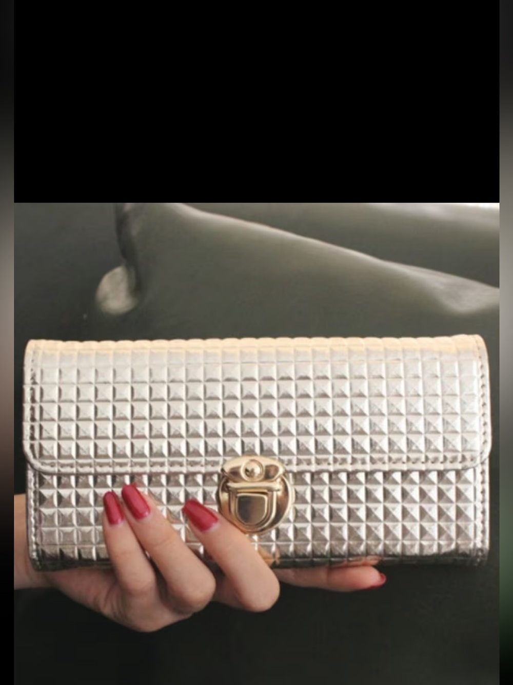 Affordable Fashion Finds Silver Quilted Clutch with Gold Turn-Lock